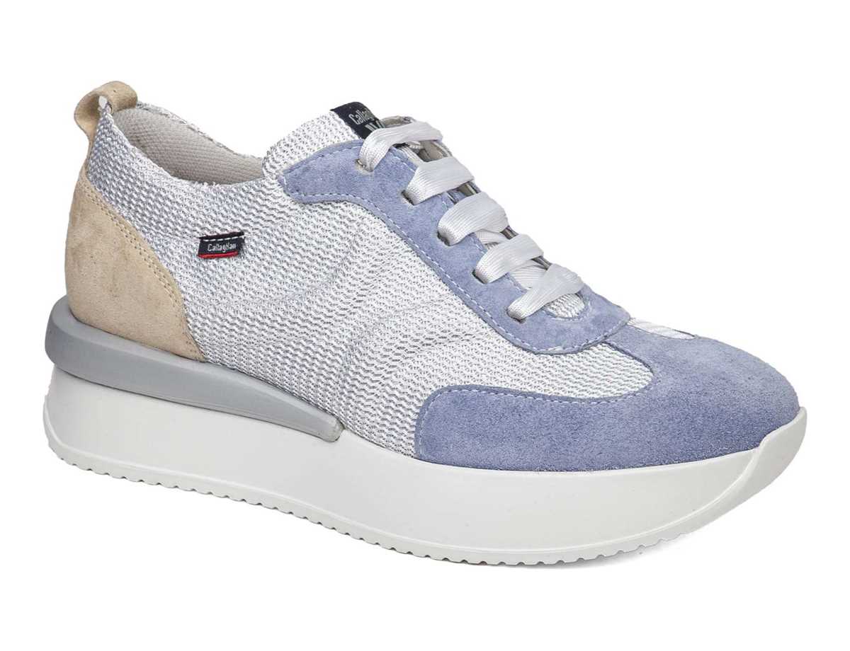 Baskets Callaghan 51200 Dina Femme Bleu Blanche Beige | QJY117DS