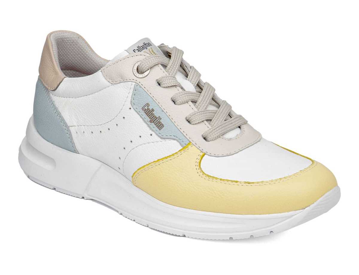 Baskets Callaghan 92120 Dorcas S.I.L Femme Jaune Blanche | QGM2267YH