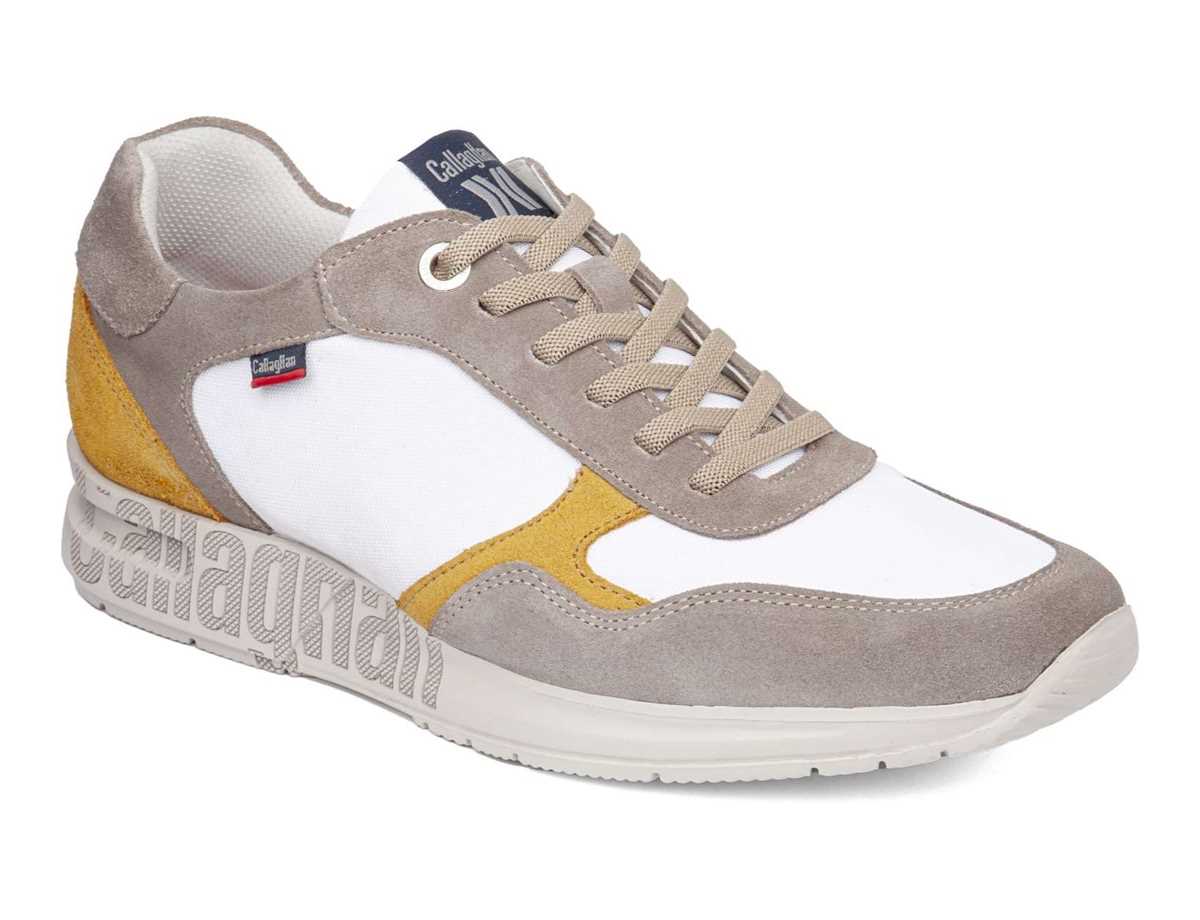 Baskets Callaghan 91324 Goliat S.I.Lase Homme Grise Blanche Jaune | QIM3710NN