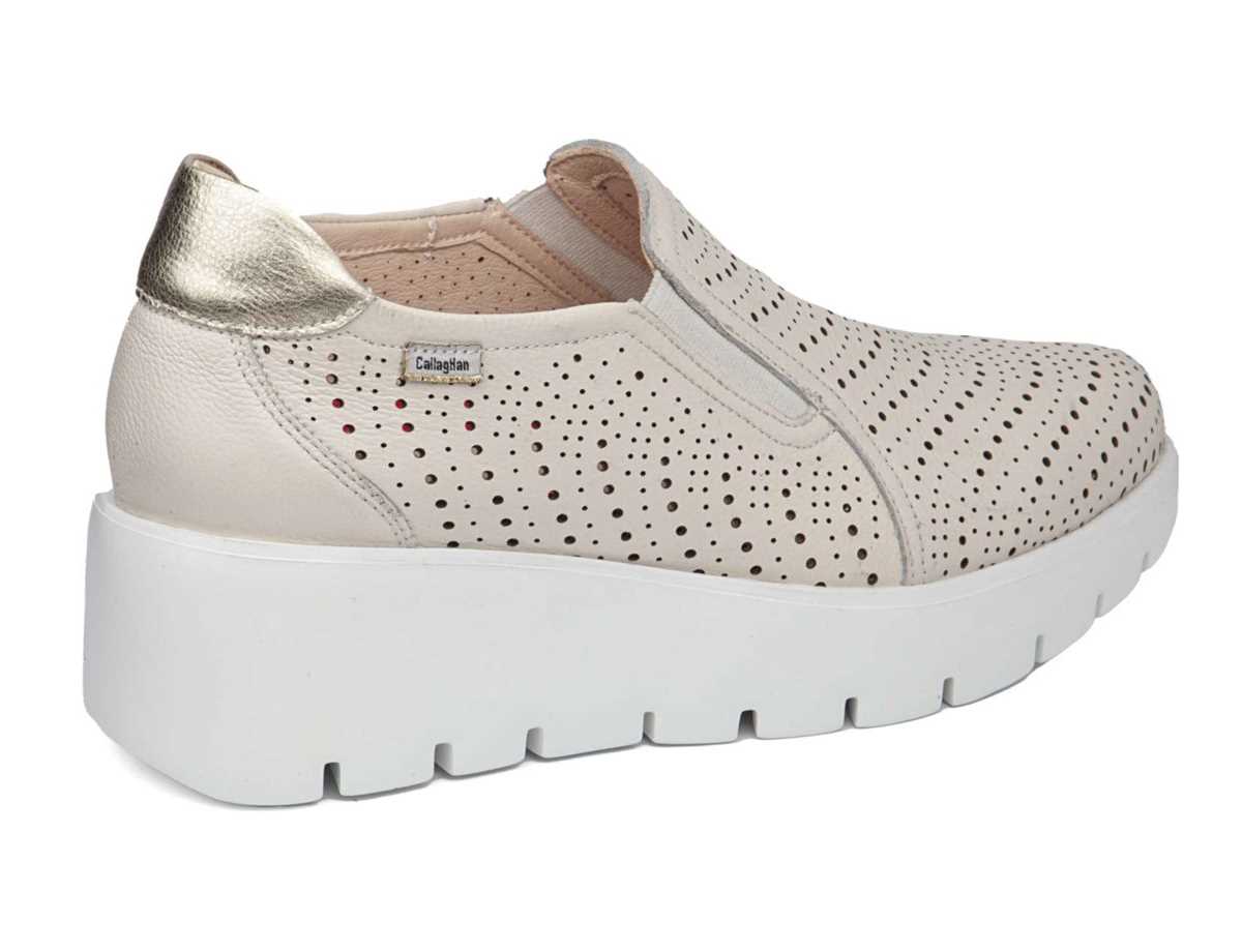 Baskets à Plateforme Callaghan 32103 Amal Femme Blanche Beige | FYX6533LE