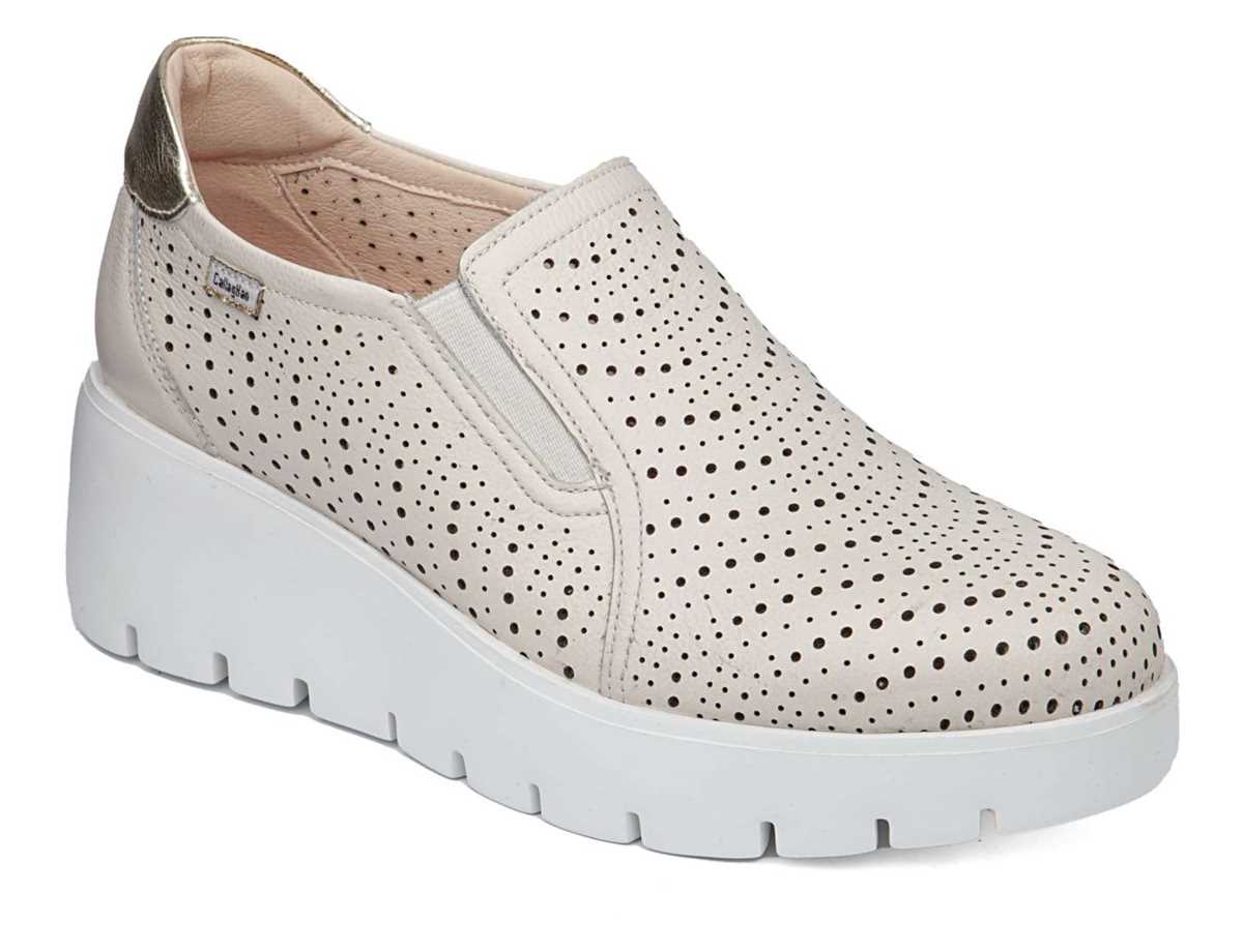 Baskets à Plateforme Callaghan 32103 Amal Femme Blanche Beige | FYX6533LE