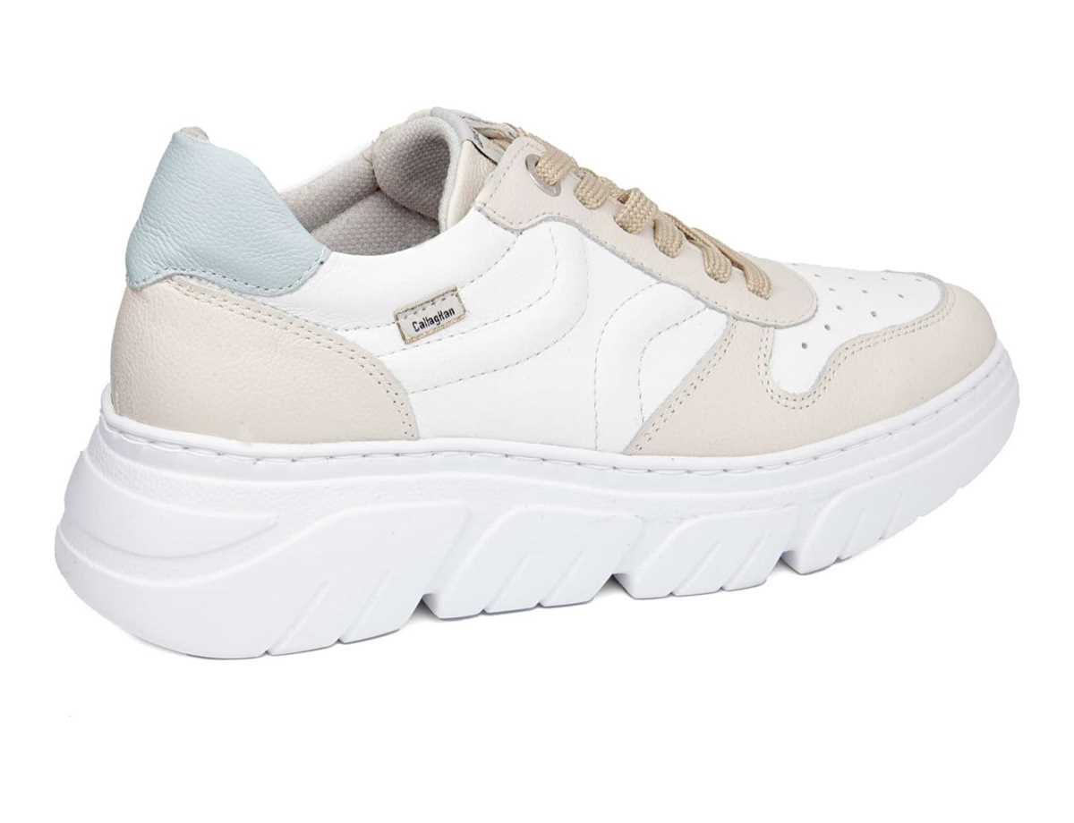 Baskets à Plateforme Callaghan 51806 Baccara Femme Beige Blanche Bleu | OUL9870PM