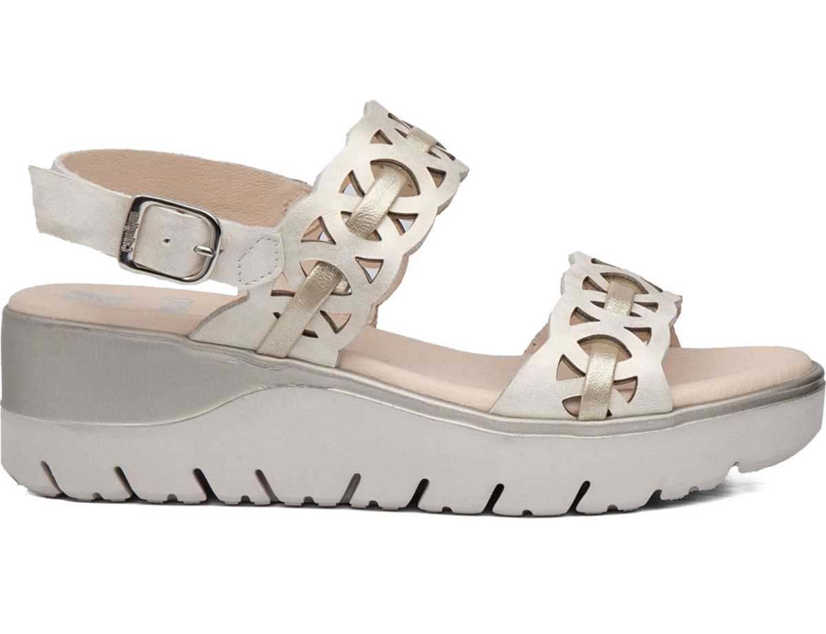 Sandales Compensées Callaghan 26517 Uwanja Femme Beige Doré | COZ9837LF