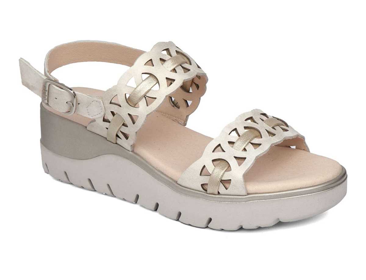 Sandales Compensées Callaghan 26517 Uwanja Femme Beige Doré | COZ9837LF